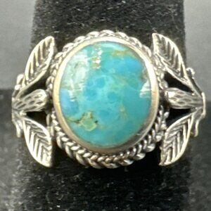 Signed Navajo Artist Sterling Silver Turquoise World Map Ring 925 US Relios